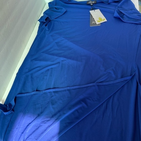 NWOT LBISSE Royal Blue Knit Long Top with 22”Slits on Sides - Picture 4 of 5